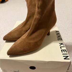 Anne Klein Tan Suede Heeled Boots